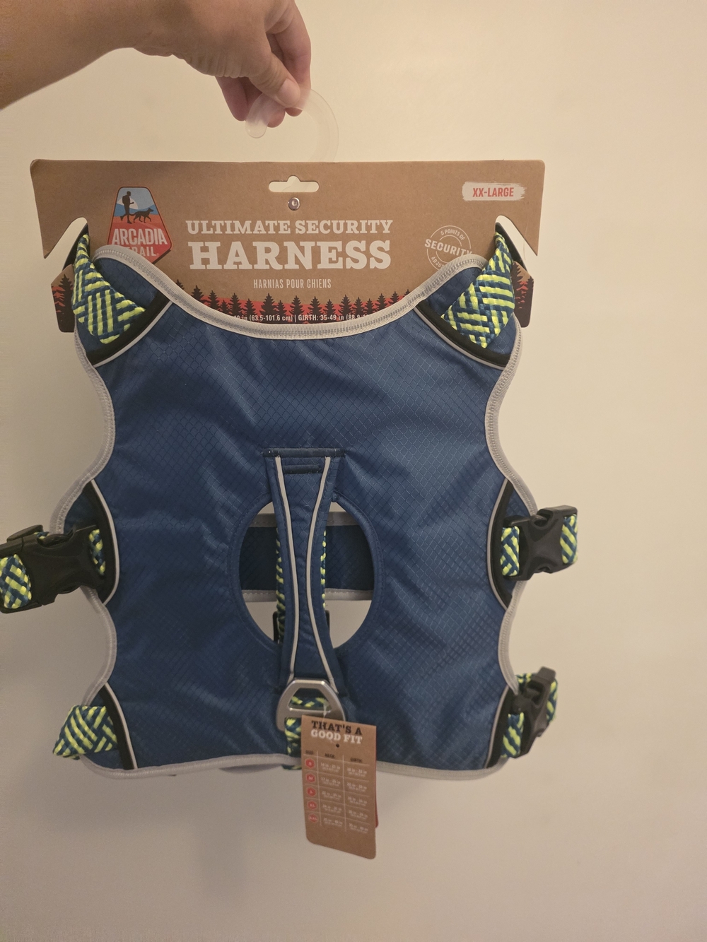 Arcadia Trail Ultimate Security Dog Harness - Blue with Neon Green Accents